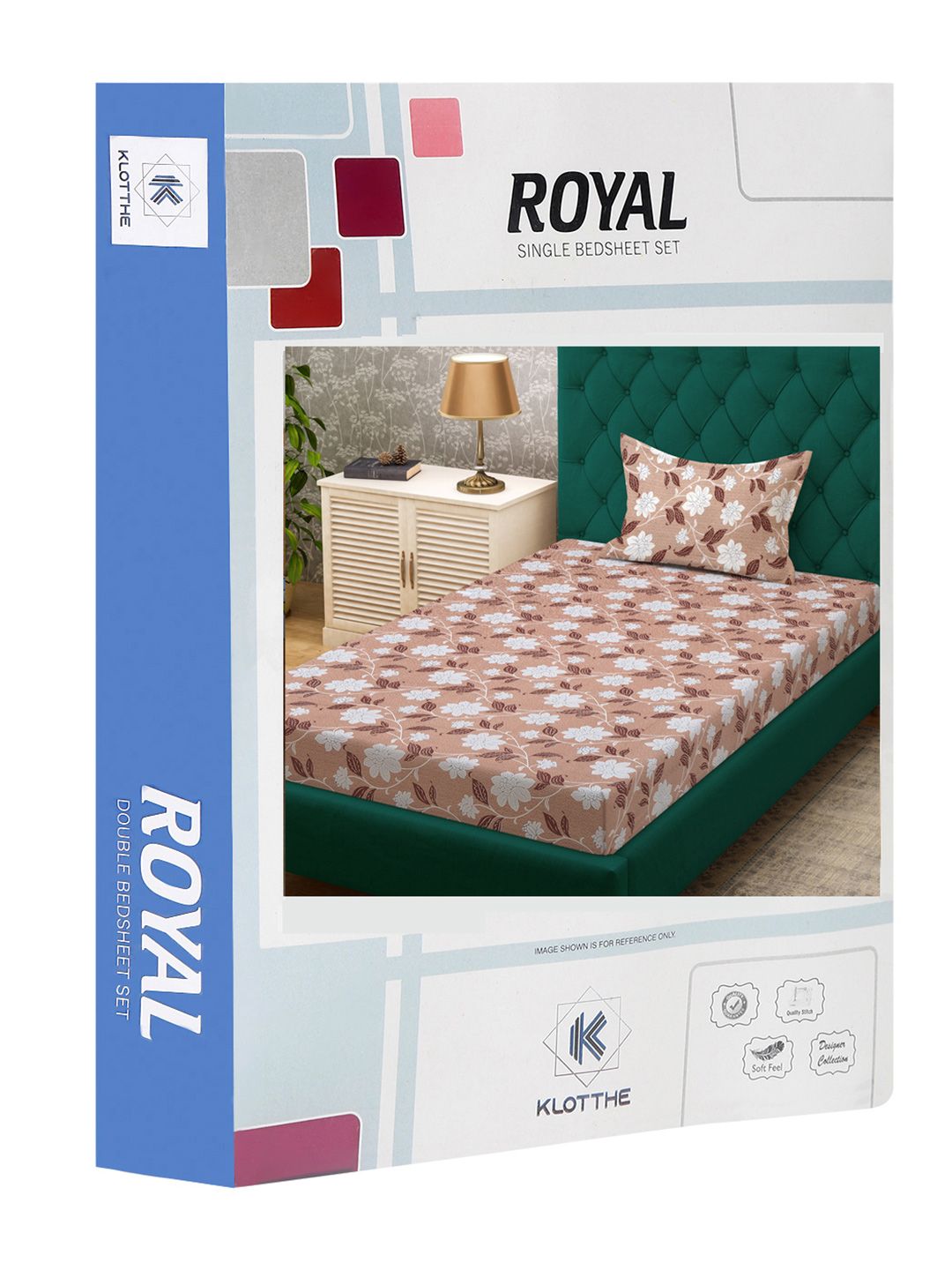KLOTTHE Beige & White Printed Pure Cotton 400 TC Single Cadar Dengan Sarung Bantal
