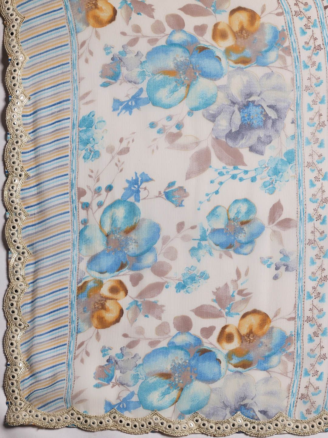 Libas Floral Printed Empire Sequinned Kurta with Palazzo & Dupatta