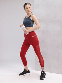 HRX by Hrithik Roshan Women Brand Logo Detail Mesh Rapid-Dry Cropped Training Tights