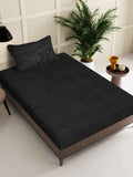 KLOTTHE Black 300TC Woolen Single Bedsheet With Pillow Cover