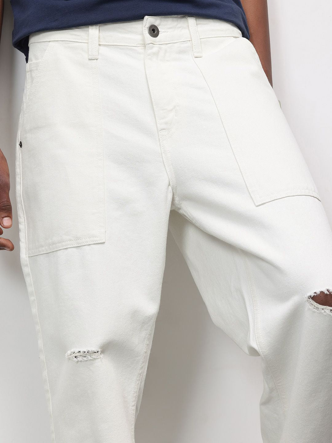 ether Men Slash Knee Baggy Jeans