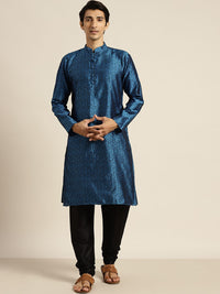 SOJANYA Kurta Tenunan Lelaki Biru & Hitam