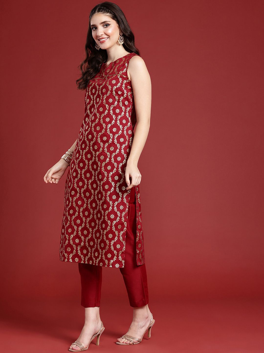 Anouk Women Ethnic Motifs Printed Regular Kurta with Trousers & With Dupatta