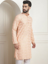 SOJANYA Motif Etnik Printed Mandarin Collar Lengan Panjang Kurta Lurus