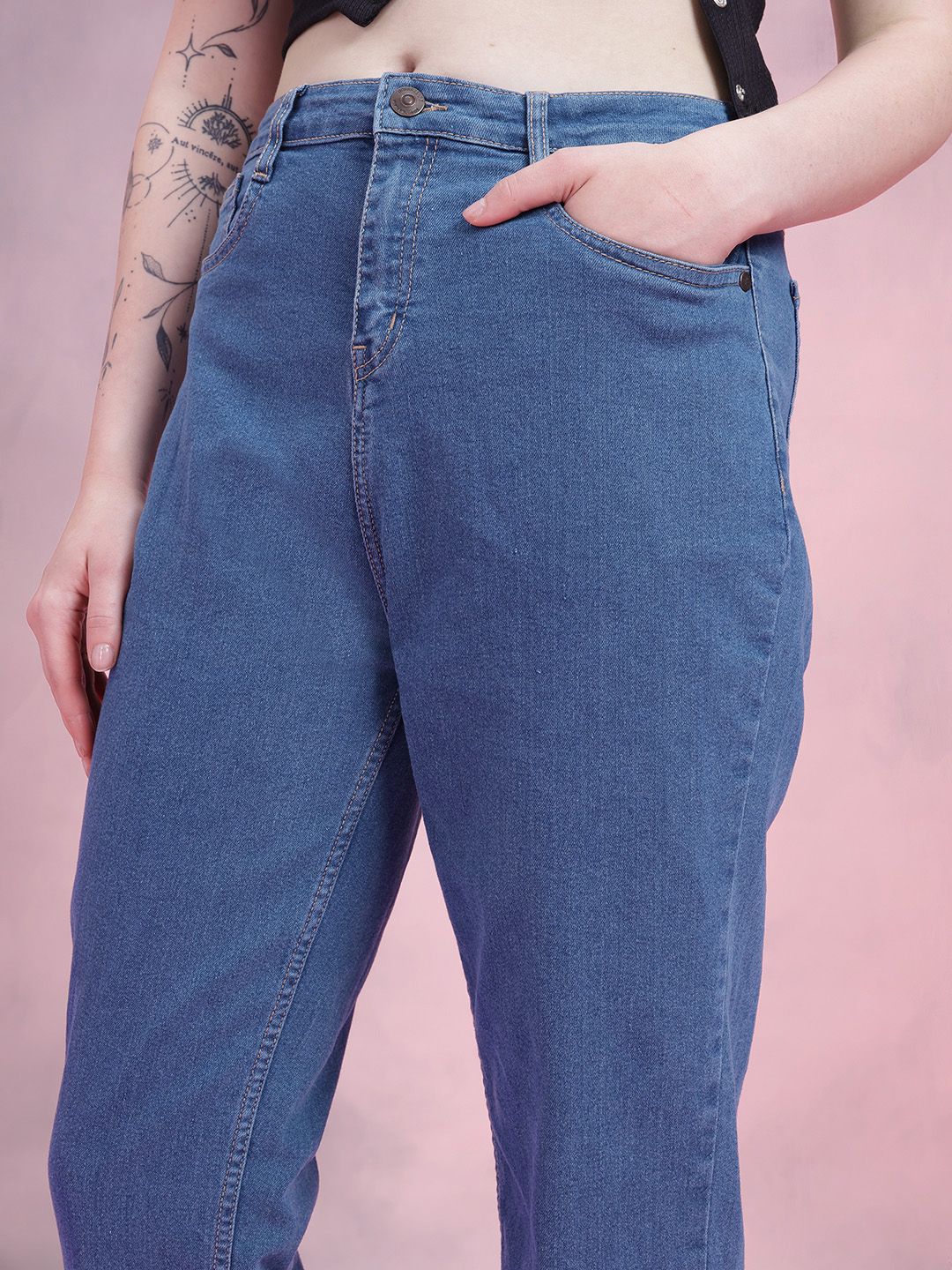 DressBerry Women Mid-Rise Mom Fit Stretchable Jeans