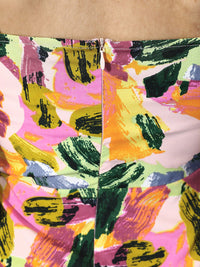 Berrylush Women Striking Multi-Coloured Abstract Ruched Dress