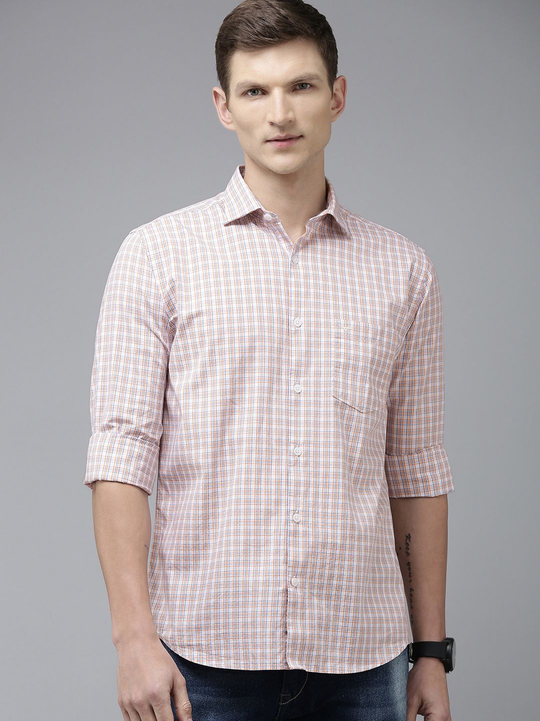 Park Avenue Slim Fit Pure Cotton Checked Casual Shirt