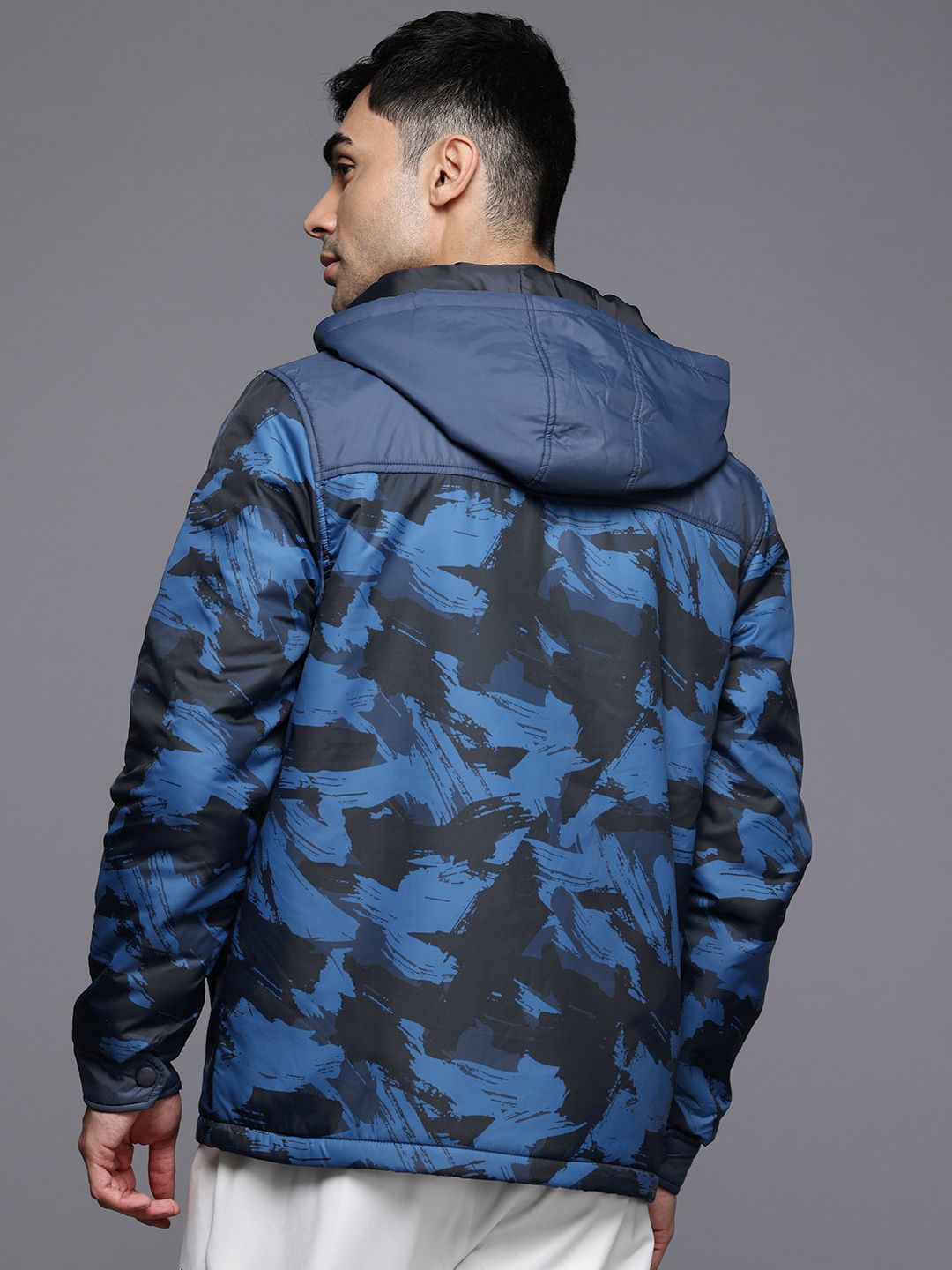 HRX by Hrithik Roshan Abstract Print Hooded Padded Jacket