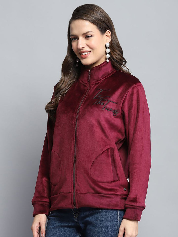 Monte Carlo Women High Neck Front-Open Sweatshirt