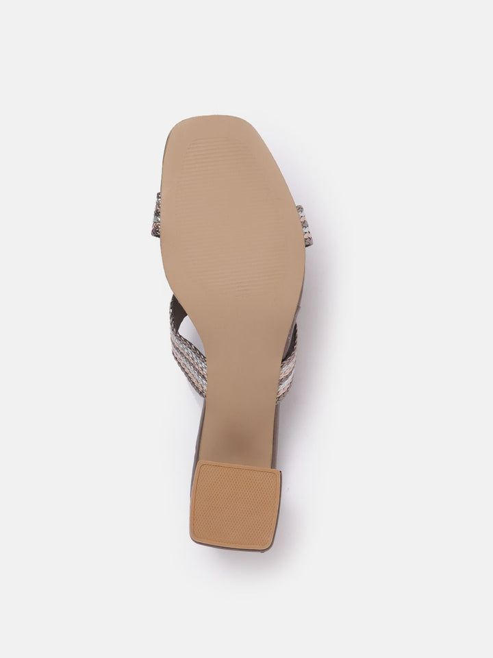 Anouk Woven Striped Block Heels
