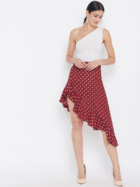 Berrylush Women Red & White Printed Above Knee-Length A-Line Skirt