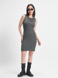 Bewakoof Grey Round Neck Cotton Bodycon Dress