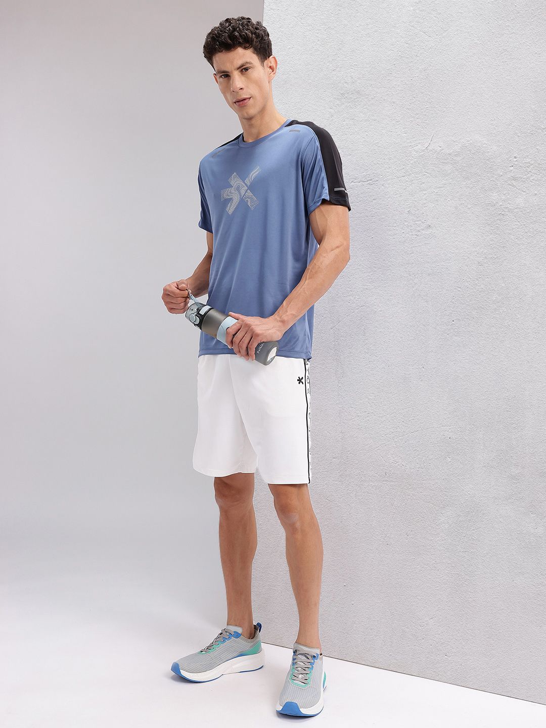 HRX by Hrithik Roshan Brand Logo Printed Rapid-Dry Training T-shirt with Panelling Detail
