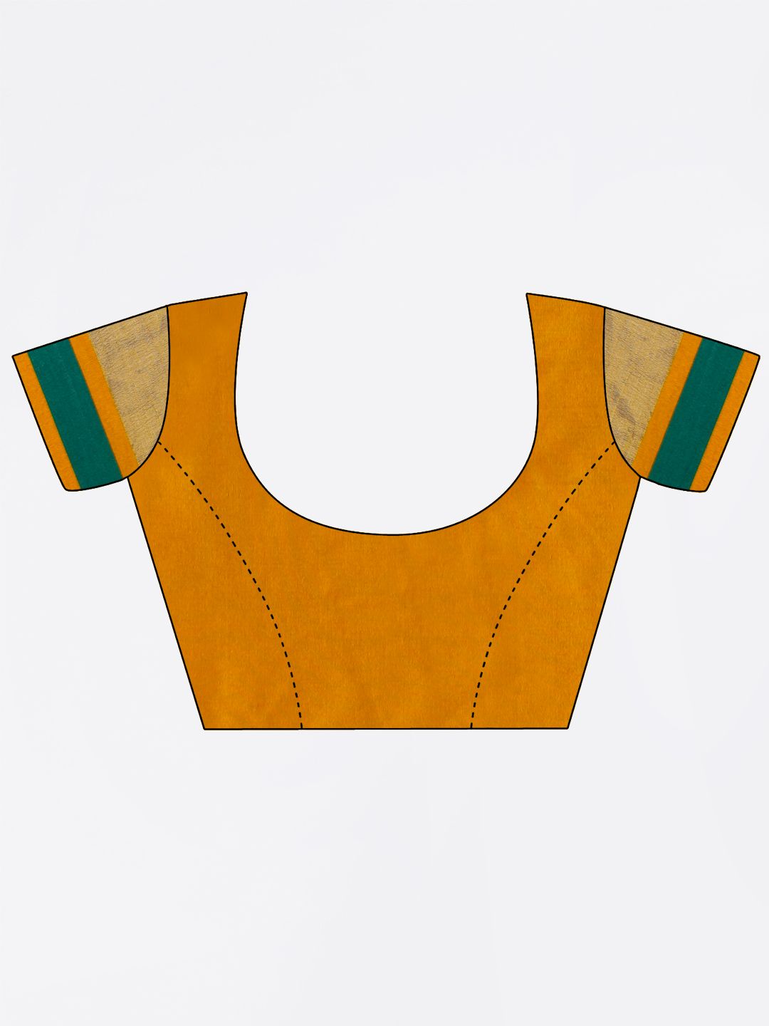 Saree mall Mustard & Green Silk Cotton Colourblocked Kanjeevaram Saree