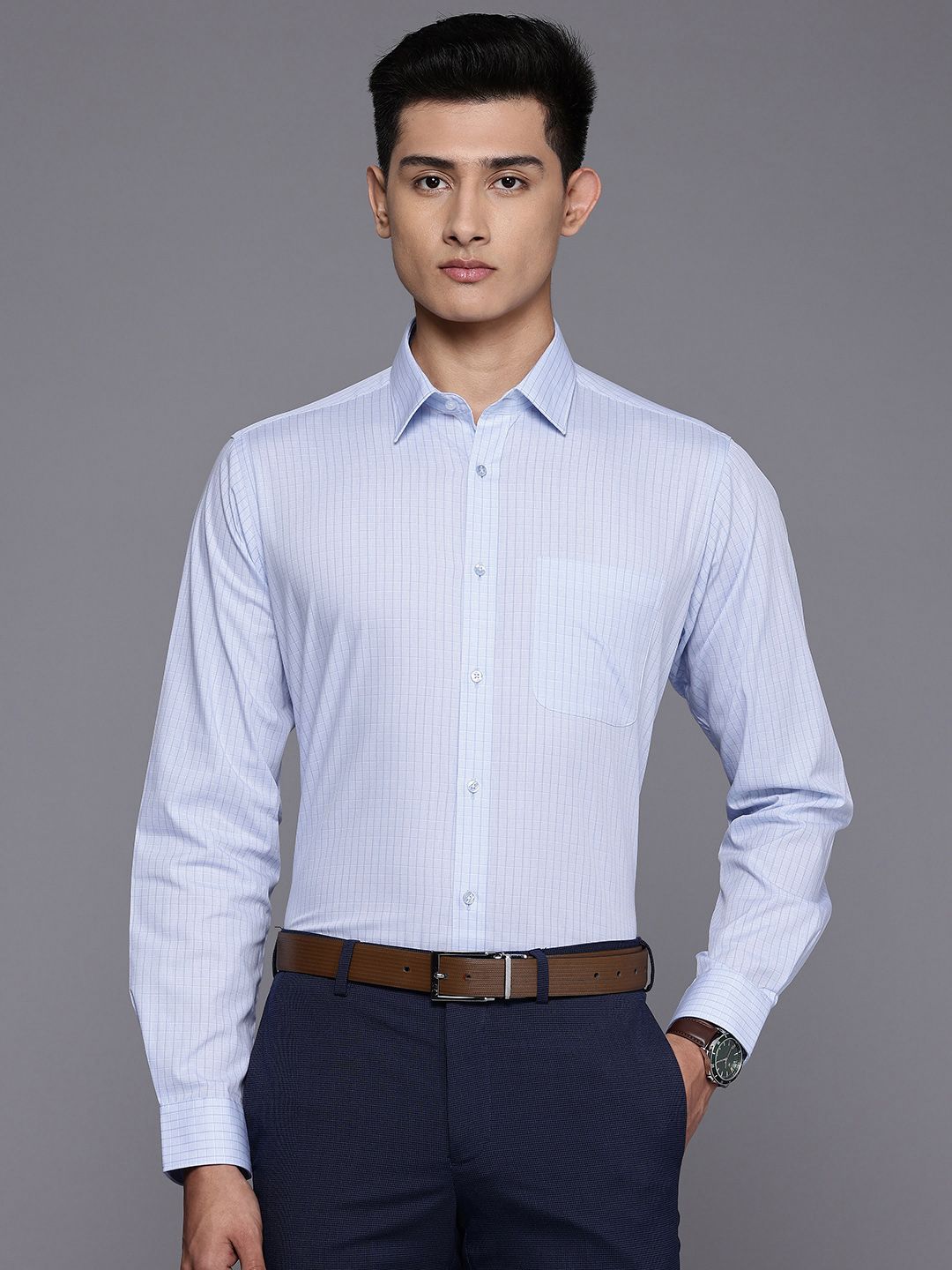 Raymond Pure Cotton Slim Fit Checked Formal Shirt