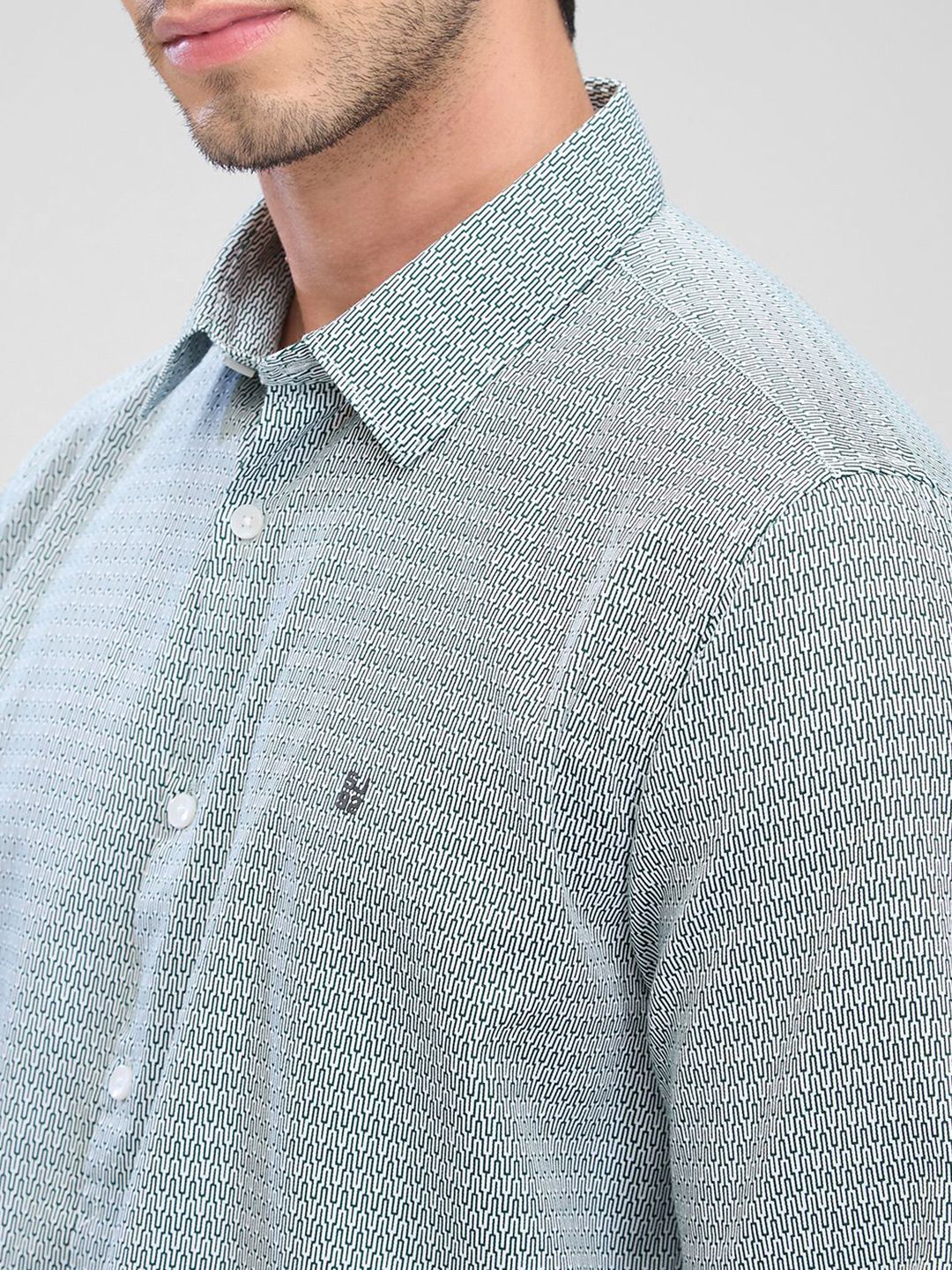 SPYKAR Men Slim Fit Opaque Micro Ditsy Printed Spread Collar Pure Cotton Casual Shirt