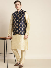 SOJANYA Kurta Motif Etnik Berwarna Emas Lelaki dengan Churidar