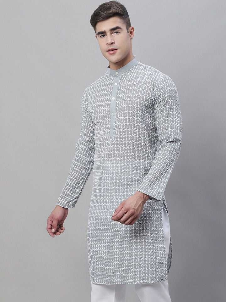 SOJANYA Geometric Embroidered Thread Work Pure Cotton Kurta