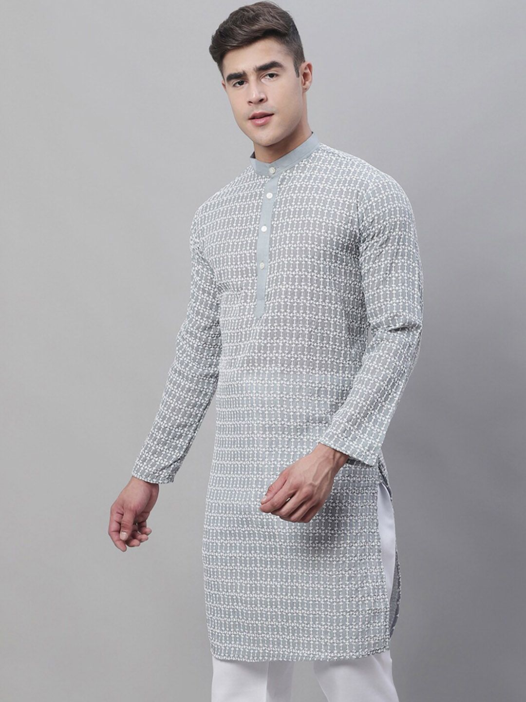 SOJANYA Geometric Embroidered Thread Work Pure Cotton Kurta
