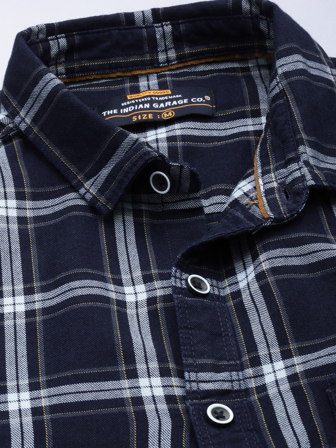 The Indian Garage Co Men Navy Blue Checked Casual Shirt