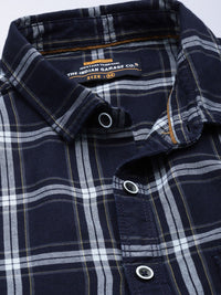 The Indian Garage Co Men Navy Blue Checked Casual Shirt
