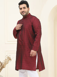 SOJANYA PLUS Men Maroon Jacquard Kurta