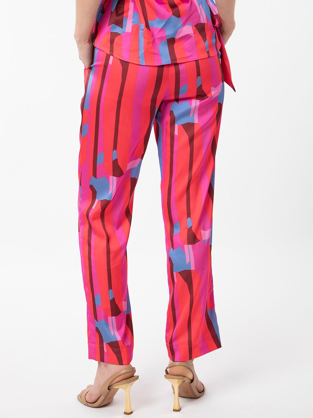 RAREISM Printed Satin Pleated Trousers