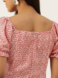 Berrylush Floral Print Crepe A-Line Dress