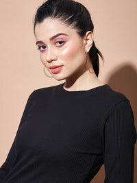 SASSAFRAS BASICS Ribbed Long Sleeves Cotton Top