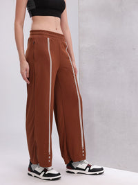 HRX by Hrithik Roshan Women Striped Mid-Rise Wide Leg Training Track pants with Side Slits