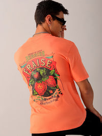 The Indian Garage Co Men Back Printed Boxy Oversized Round Neck T-shirt