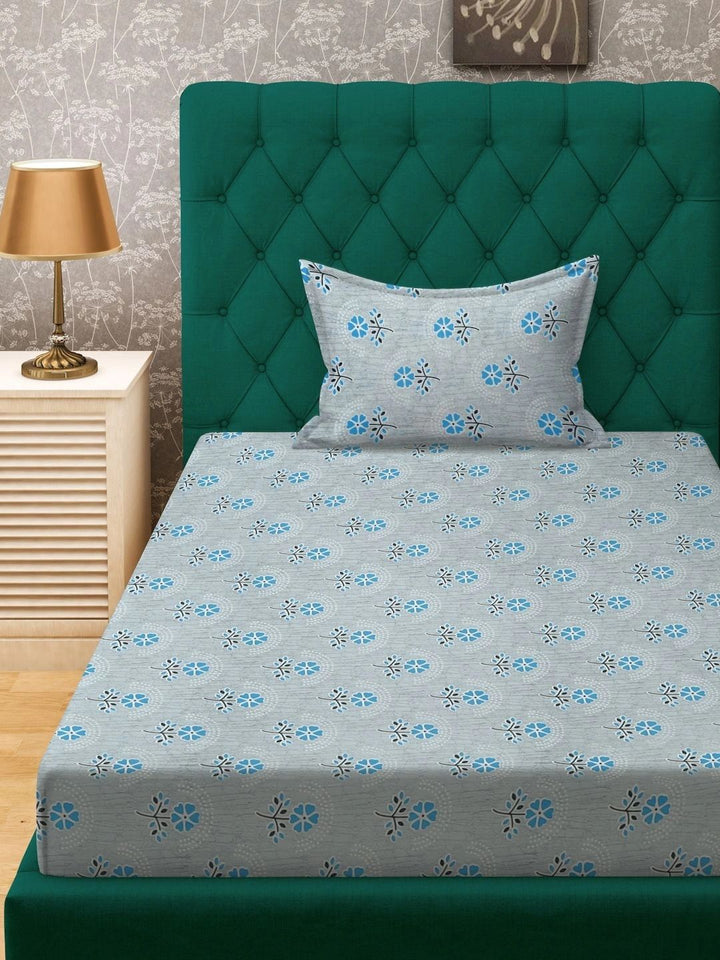 Moda Rapido X KLOTTHE Bunga Biru 400 TC Cadar Bujang dengan 1 Sarung Bantal