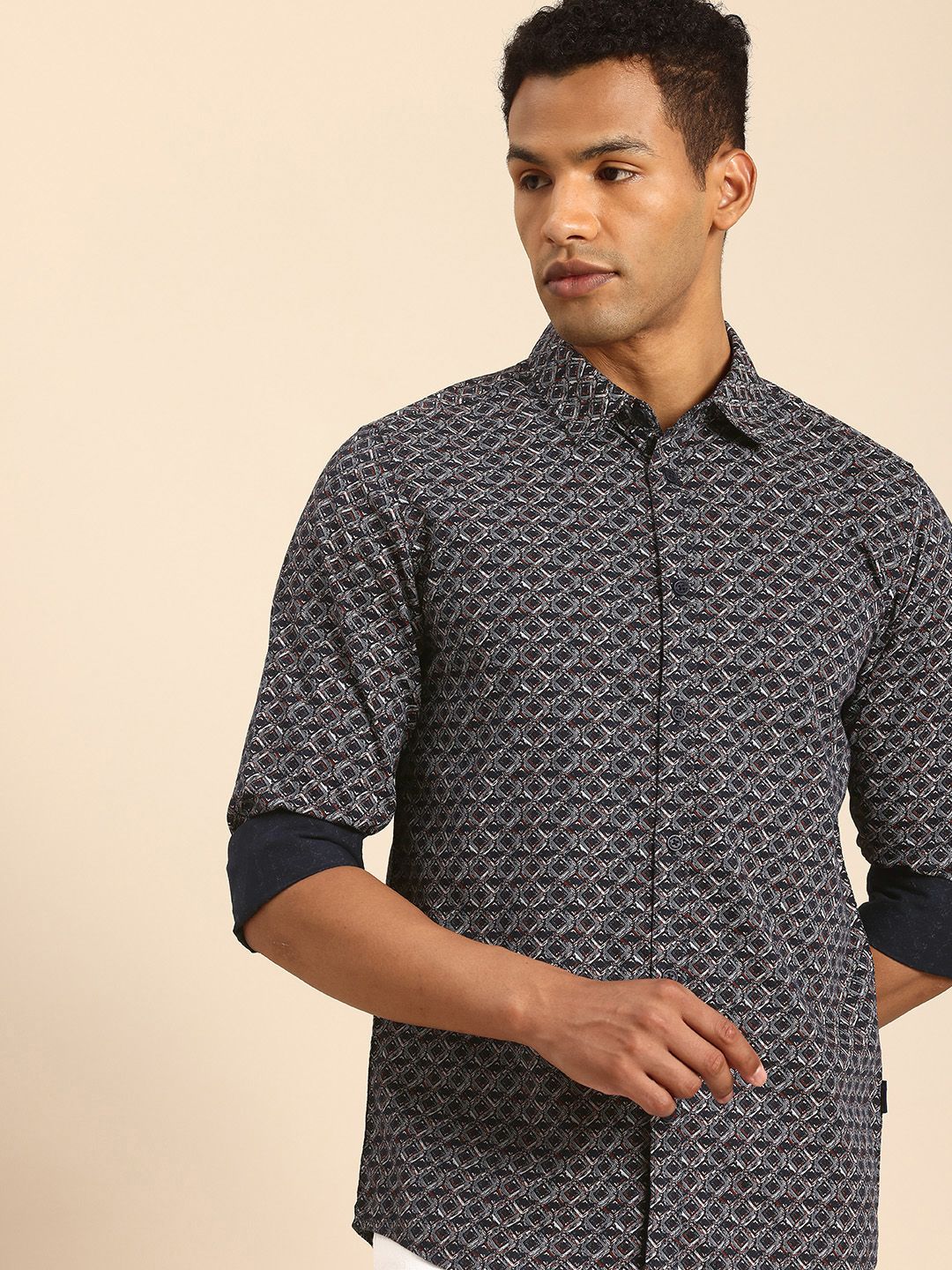 Being Human Pure Cotton Slim Fit Opaque Printed Casual Shirt