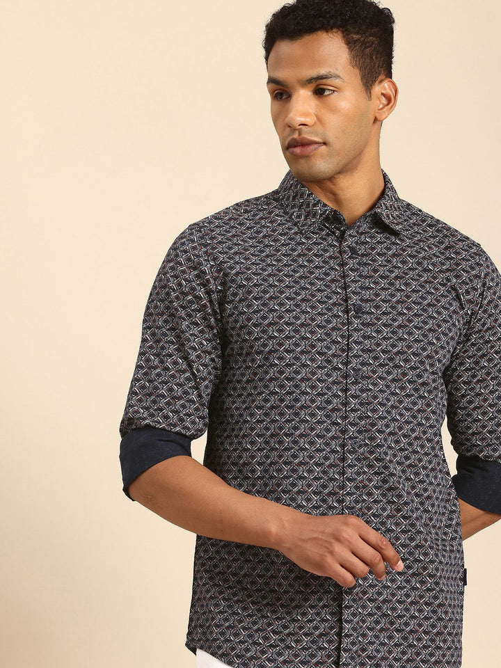 Being Human Pure Cotton Slim Fit Opaque Printed Casual Shirt