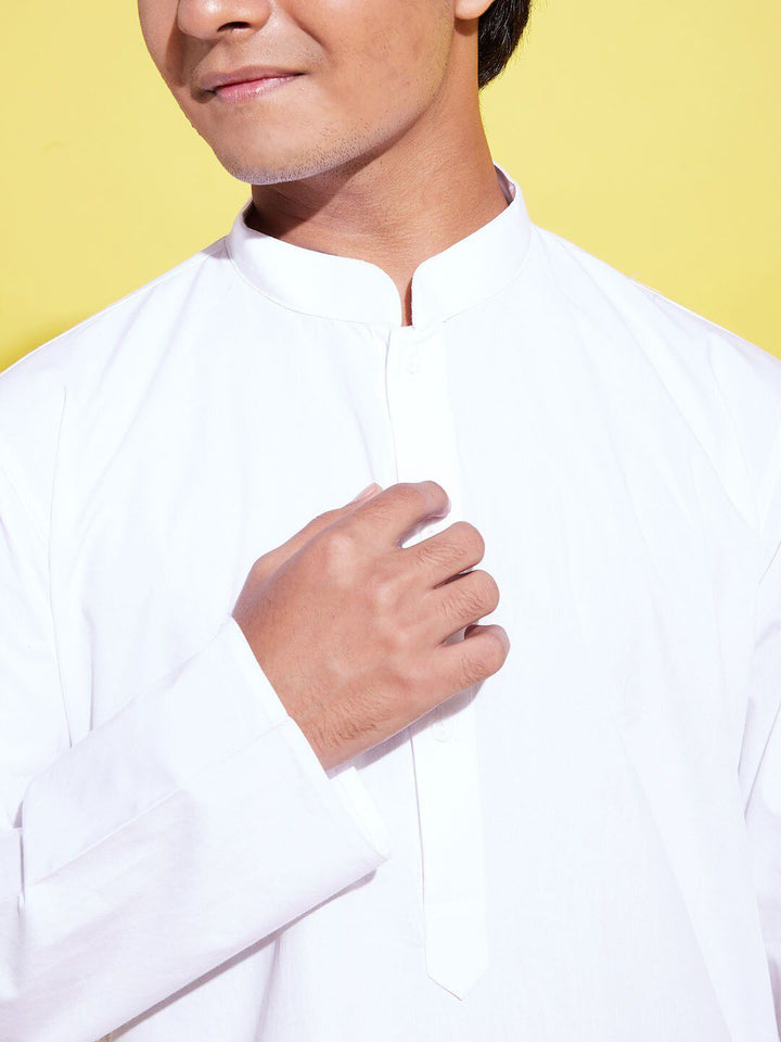 VASTRAMAY Boys White Pure Cotton Kurta with Pyjamas