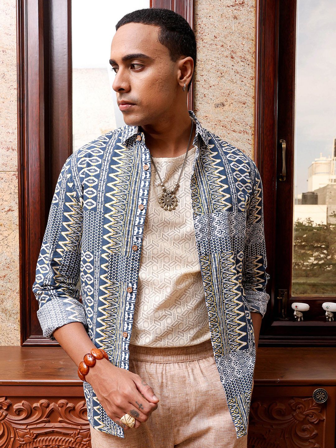 The Indian Garage Co Men Slim Fit Indie Printed Resortwear Shirt