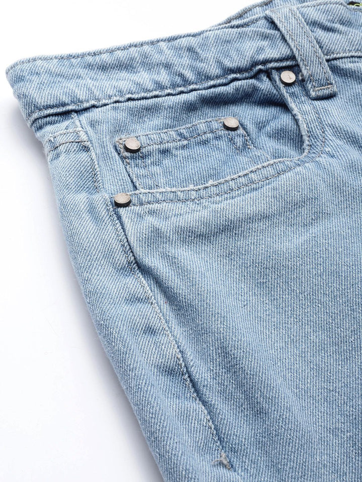 DressBerry Women Blue Pure Cotton Straight Fit High-Rise Mildly Distressed Jeans