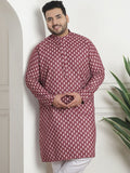 SOJANYA PLUS PLus Size Ethnic Motifs Printed Band Collar Long Sleeves Straight Kurta