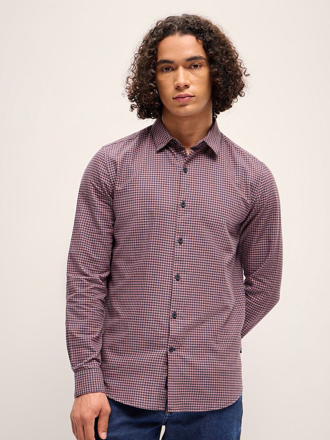 THE BEAR HOUSE Men Checked Slim Fit Pure Cotton Casual Shirt