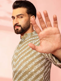 Anouk Men Embroidered Regular Sequinned Pure Cotton Kurta with Pyjamas