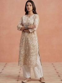 Kurta Sulam Benang Sulam Wanita Rumah Chikankari
