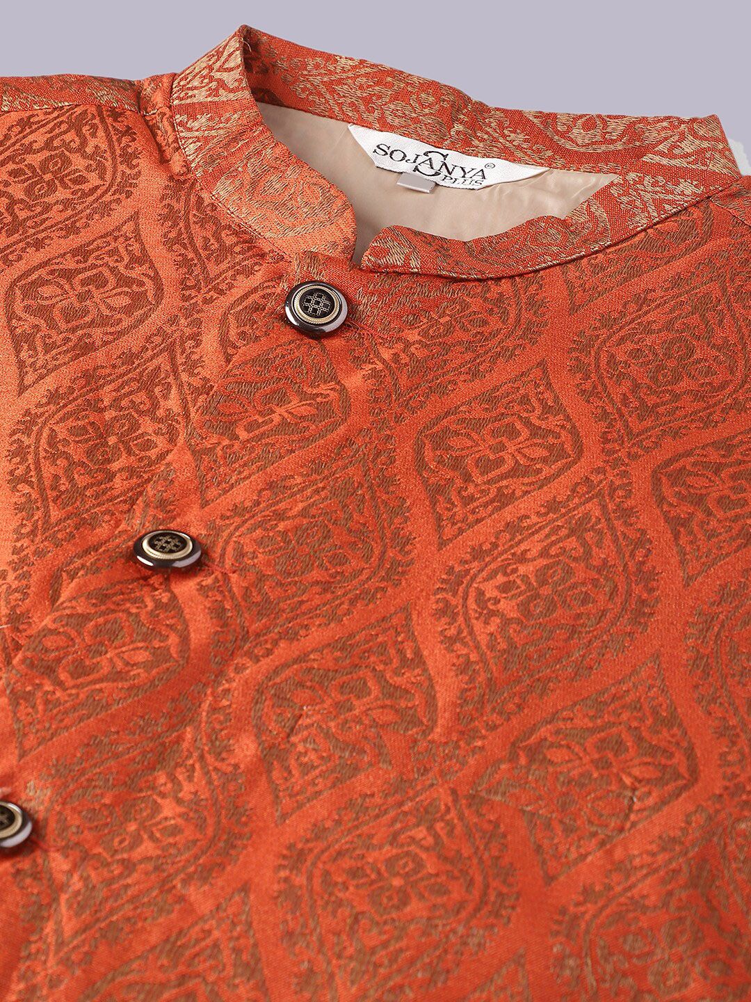 SOJANYA PLUS Ethnic Motifs Woven Design Kurta With Pyjamas & Nehru Jacket