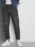 The Indian Garage Co Men Charcoal Grey Mildly Distressed Stretchable Jeans