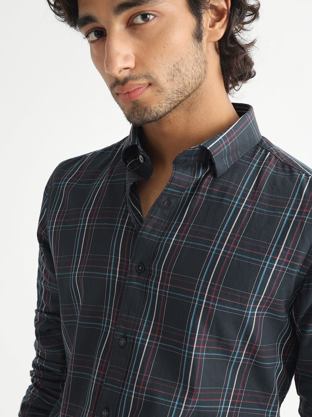 RARE RABBIT Men Lome Tartan Checked Slim Fit Shirt