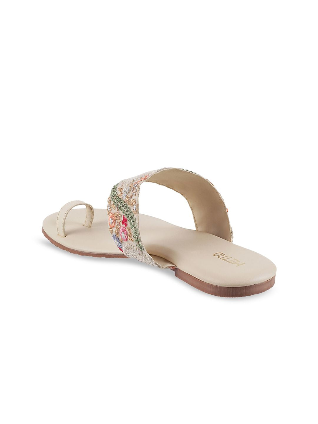 Metro Women Beige One Toe Flats