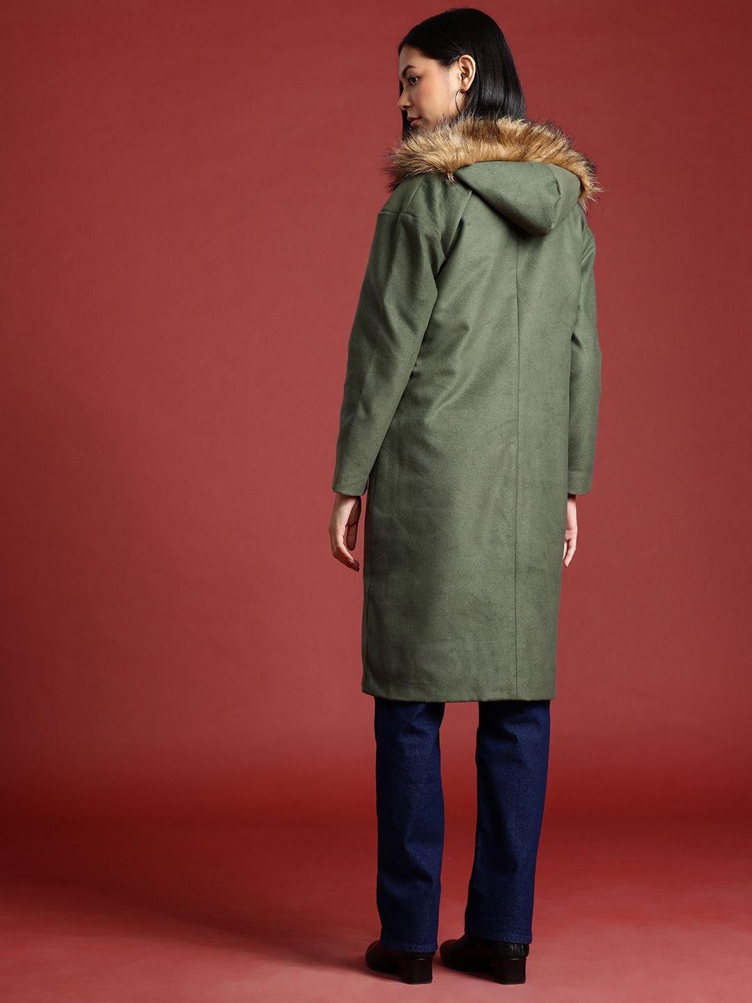 all about you Faux Fur Trim Toogle Closure Parka Coat