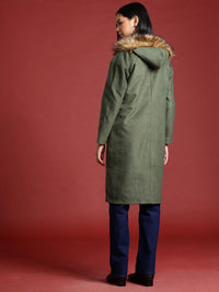 all about you Faux Fur Trim Toogle Closure Parka Coat
