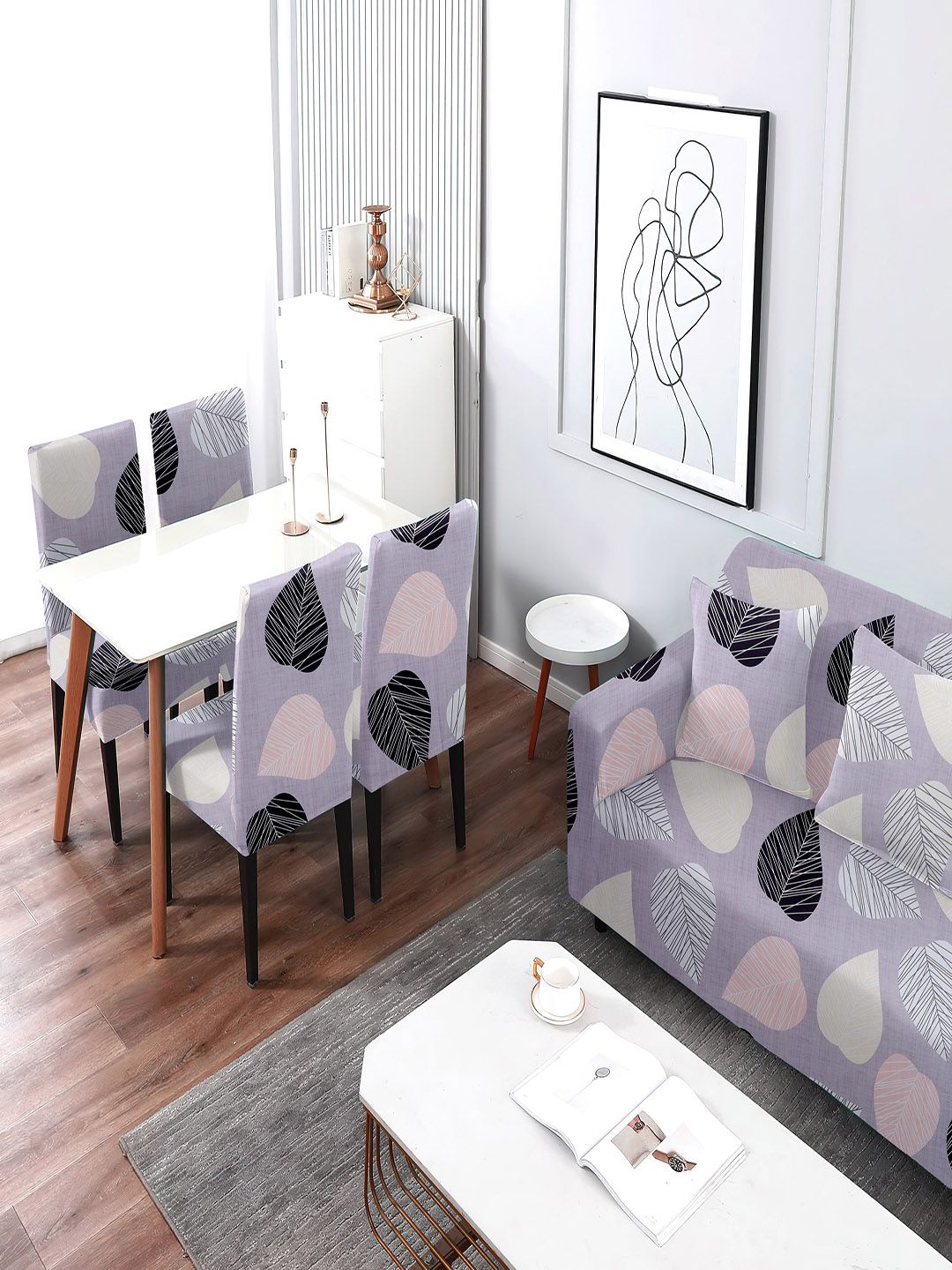 Cortina Grey Printed 4 Seater Sofa Cover