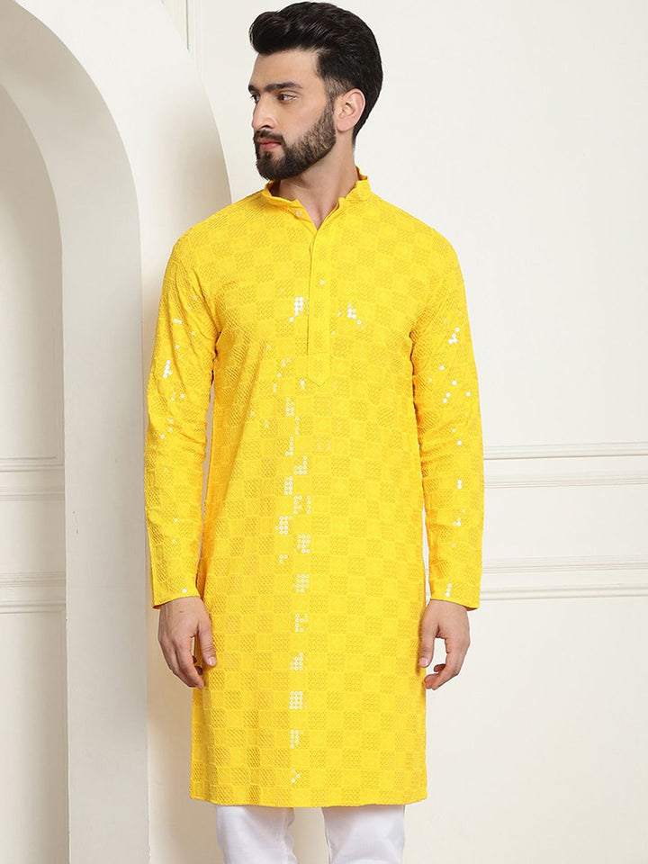 SOJANYA Kurta Kapas Tulen Sulam Geometrik Labuci