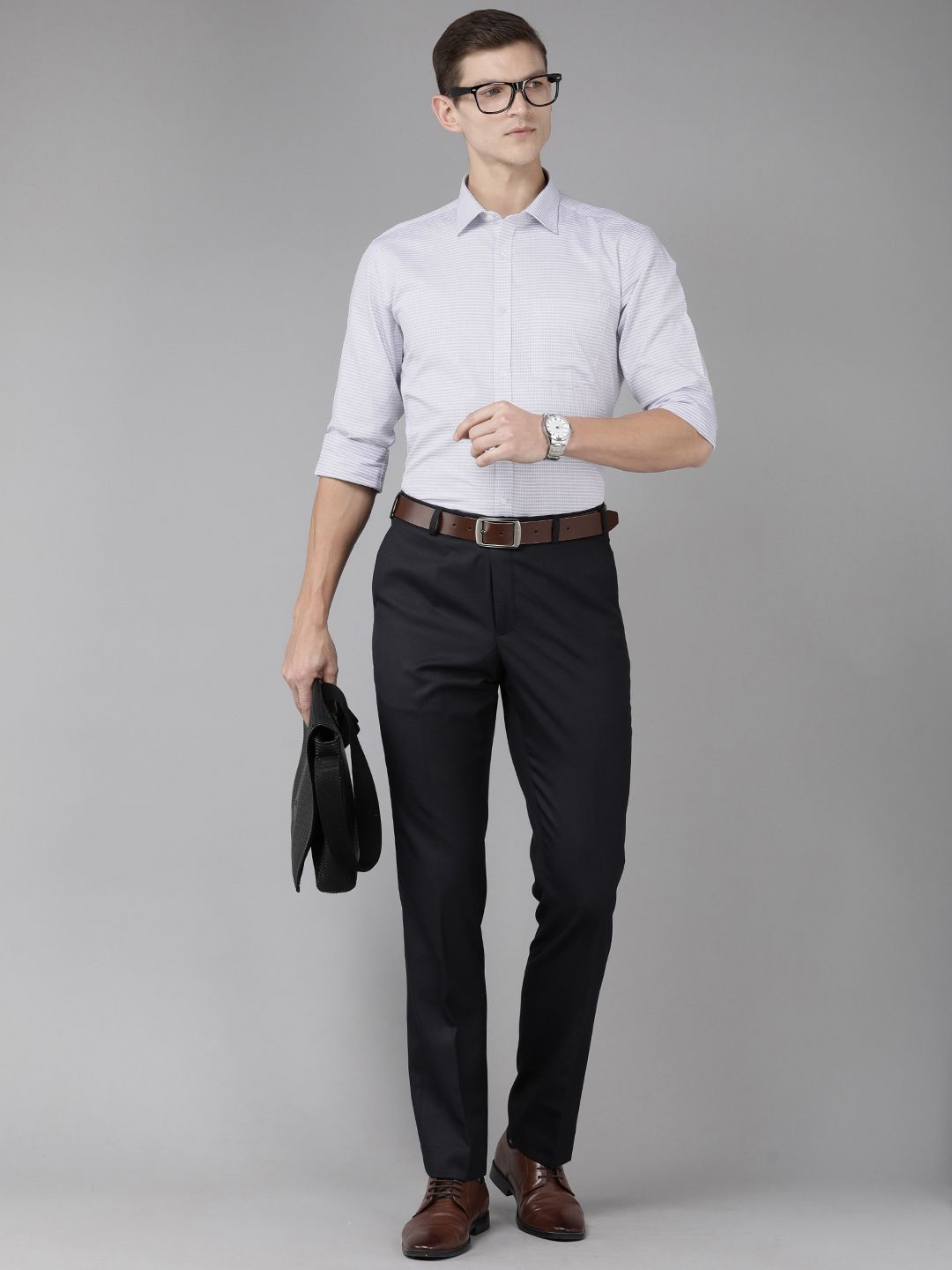 Park Avenue Slim Fit Self-Checked Pure Cotton Formal Shirt